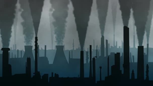 Industrie Umweltverschmutzung Und Animation Mit Rauch Aus Raffinerien Fabriken Und — Stockvideo