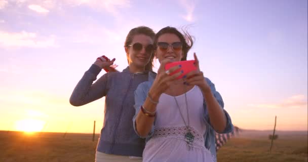 Outdoor Selfie Kobiety Wakacji Podróży Szczęścia Mediów Społecznościowych Blogu Ludzie — Wideo stockowe
