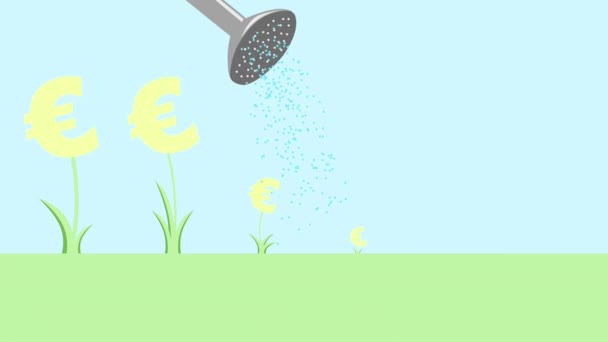Para Büyüme Karlı Animasyon Ile Yaratıcı Yatırım Bitki Olarak Avro — Stok video