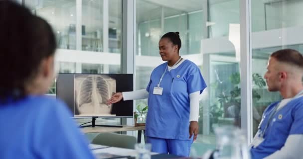 Chirurg Radiografie Pulmonară Sau Asistente Medicale Întâlnire Pentru Planificare Lucru — Videoclip de stoc