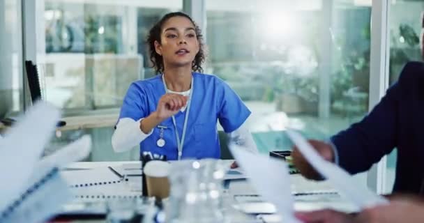 Maux Tête Infirmières Femmes Stressées Lors Une Réunion Hôpital Une — Video
