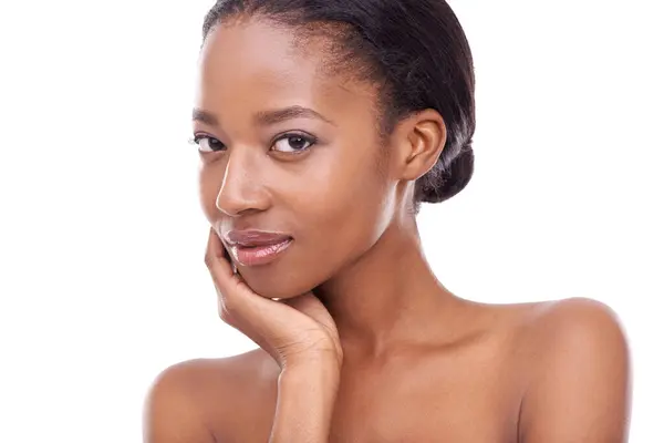Hautpflege Hand Und Porträt Einer Schwarzen Frau Für Glanz Schönheit — Stockfoto