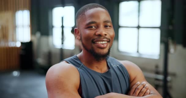 Hombre Cara Atleta Gimnasio Confiado Para Objetivo Actividad Física Para — Vídeos de Stock