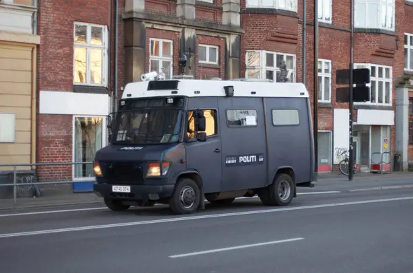 Van Blindada Polícia Transporte Rua Para Segurança Justiça Patrulha Para — Fotografia de Stock