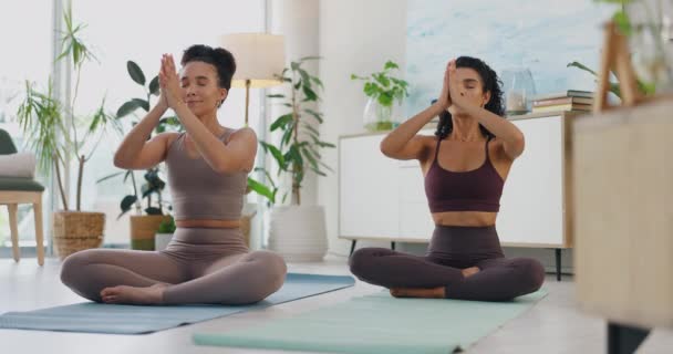Ženy Jóga Meditace Studiu Pro Holistické Wellness Cvičení Léčení Harmonií — Stock video