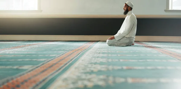 Praying Islamic Man Faith Mosque Gratitude Peace Spiritual Care Holy — Stock Photo, Image