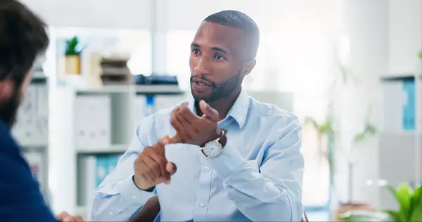 Business Black Man Consultation Client Discussion Lens Flare Office Meeting — Stock Photo, Image