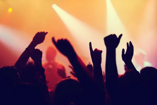 Party Concert Hands People Audience Crowd Energy Dance Event Night — Stock Photo, Image