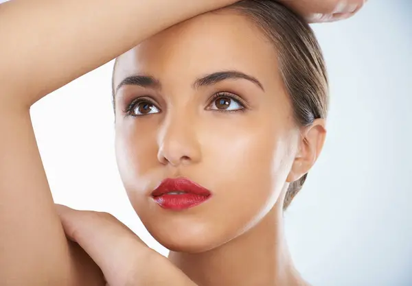 Cosmética Maquillaje Mujer Joven Estudio Con Rutina Natural Belleza Cara —  Fotos de Stock