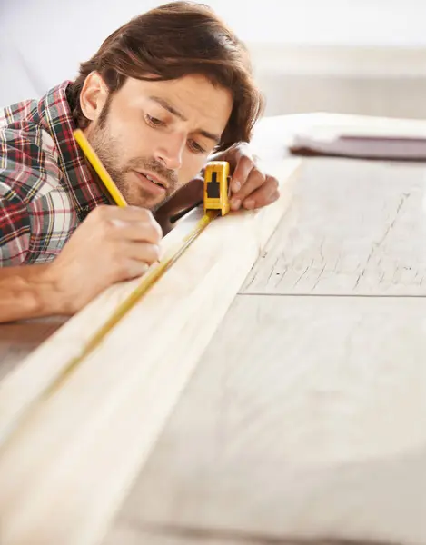 Man, carpenter and wood with thinking, building and working for renovation, remodeling and repair. Craftsman, diy and woodwork for home improvement, design and ideas with artisan, craft and skill.