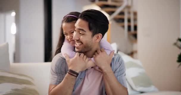 Face Father Girl Hug Support Home Care Safety Bonding Together — Stock Video