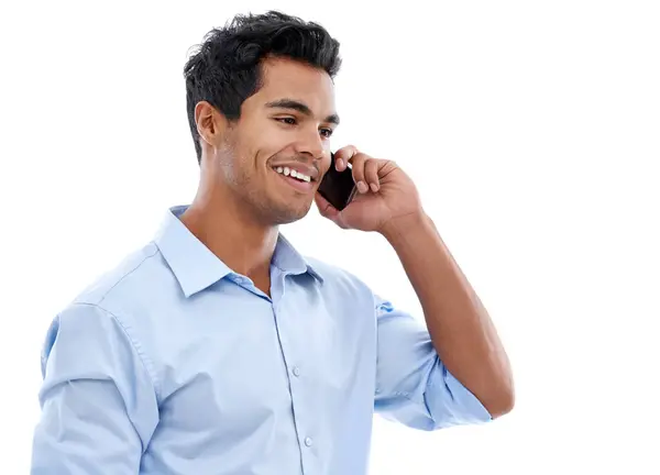 Professioneel Man Denken Met Telefoongesprek Voor Communicatie Netwerken Consultancy Studio — Stockfoto
