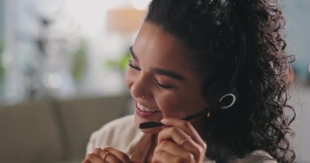 Mulher Telefonema Call Center Crm Com Contato Conversa Feliz Para — Vídeo de Stock