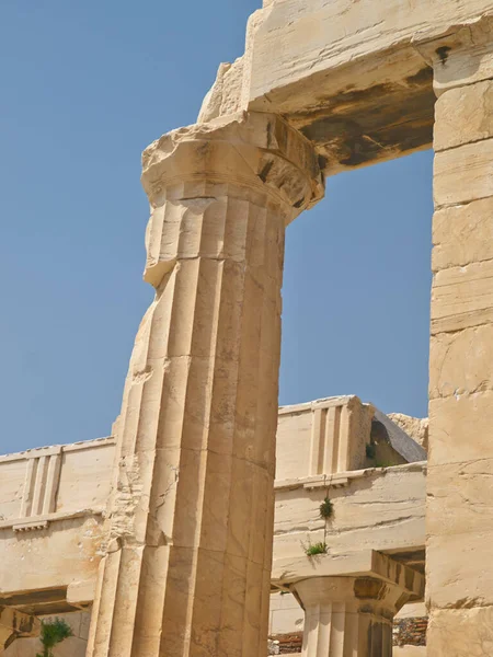 Greek History Ancient Pillar City Keystone Arch Architectural Detail Tourist — Stock Photo, Image