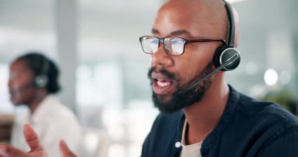 Call Center Hombre Negocios Consultoría Con Comunicación Telemarketing Para Atención — Vídeo de stock