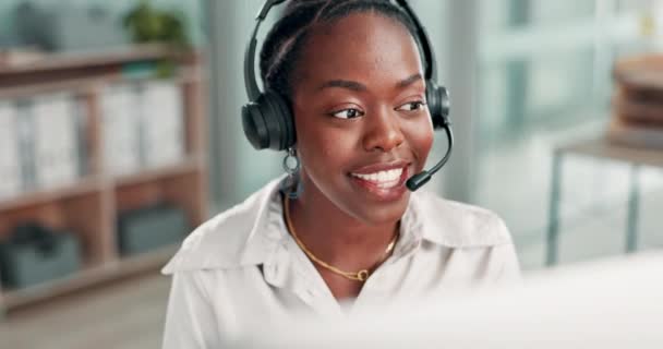 Bisnis Layanan Pelanggan Dan Call Center Dengan Wanita Kulit Hitam — Stok Video
