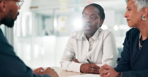 Femmes Hommes Conversation Salle Conférence Collaboration Remue Méninges Entrevue Personnes — Video