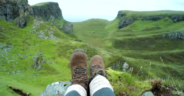Обувь Сельская Местность Вид Отдыха Природе Долине Изучения Выходных Приключений — стоковое видео
