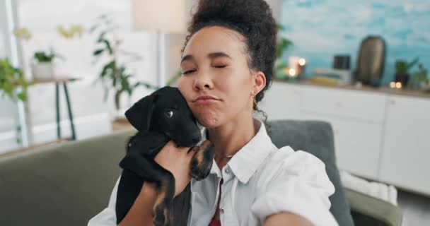 Frau Hund Und Tier Oder Glücklich Mit Einem Selfie Für — Stockvideo