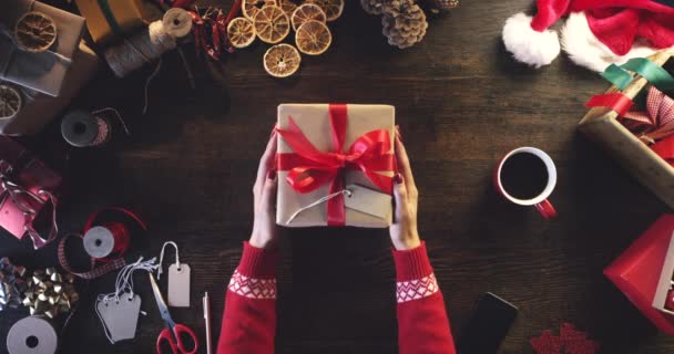 Mani Caffè Scatole Imballaggio Ordine Natale Spedizione Consegna Commerce Vacanze — Video Stock