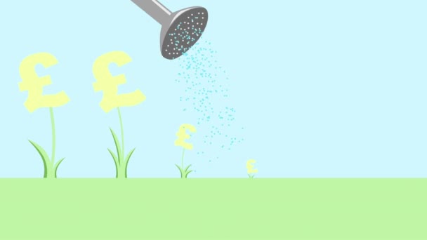 Grow Profit Animation Money Water Creative Investment Icon Pound Plants — Stock Video