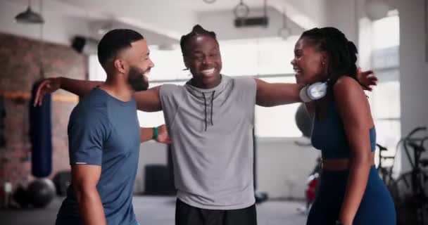 Visage Groupe Personnes Entraînement Salle Gym Entraînement Avec Santé Soutien — Video