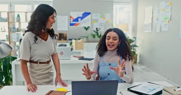 Choque Cinco Celebración Mujer Con Éxito Los Negocios Trabajo Equipo — Vídeos de Stock
