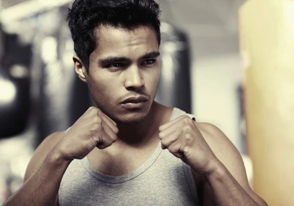 Hombre Boxeador Entrenamiento Fitness Gimnasio Para Salud Bienestar Profesional Postura —  Fotos de Stock