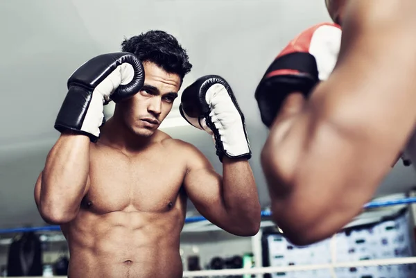 Boxeador Hombre Lucha Ring Boxeo Para Entrenamiento Entrenamiento Confianza Para —  Fotos de Stock