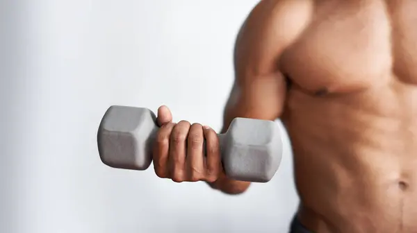 Hand Dumbbell Arm Workout Weightlifting Routine Endurance Challenge Fit Muscle — Stock Photo, Image