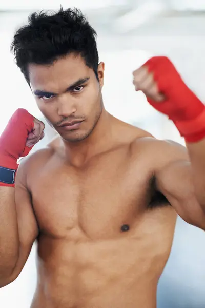 Retrato Hombre Boxeador Club Para Deportes Entrenamiento Entrenamiento Para Cuerpo —  Fotos de Stock