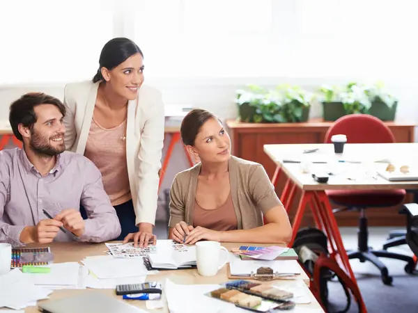 Group People Paper Design Brainstorming Teamwork Planning Vision Office Colleagues — Stock Photo, Image