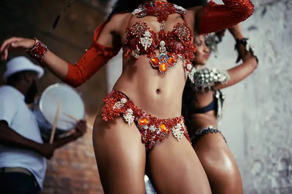 Samba Karnawał Lub Ciało Kobiety Stroju Świętowania Kultury Muzycznej Lub — Zdjęcie stockowe