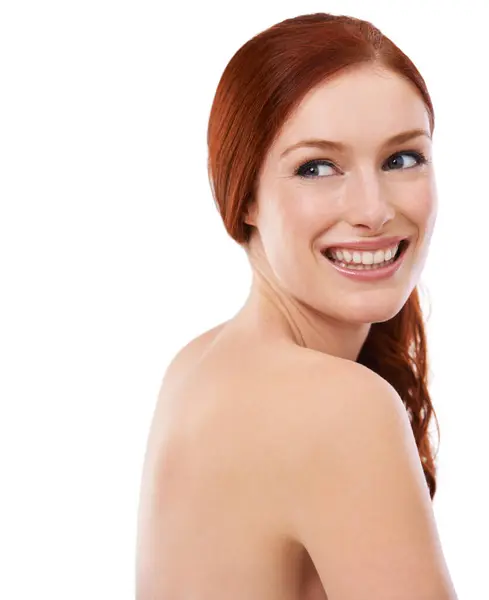 Studio Happy Woman Spa Skincare Body Dermatology Facial Health Glow — Stock Photo, Image