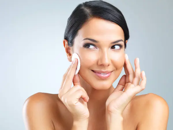Almofada Algodão Beleza Maquiagem Mulher Limpeza Rosto Dermatologia Cuidados Com — Fotografia de Stock