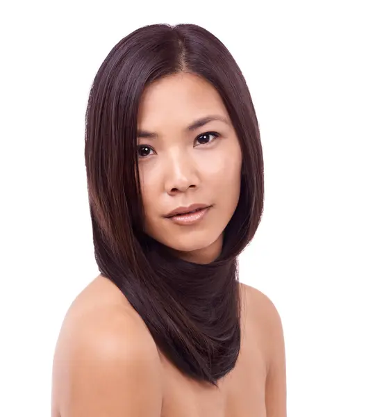 Woman Portrait Cosmetics Hairstyle Studio Beauty Pride Keratin Hair Treatment — Stock Photo, Image