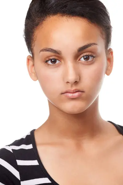 Porträt Teenager Oder Mädchen Mit Schönheit Oder Hautpflege Auf Weißem — Stockfoto
