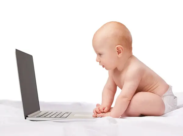 Baby Laptop Studio Entertainment Fun Games Child Development Online Technology Stock Image