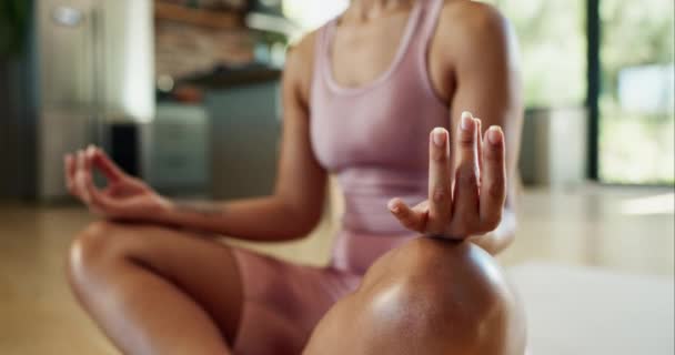 Lotus Pose Person Und Yoga Hause Für Meditation Und Atemkontrolle — Stockvideo