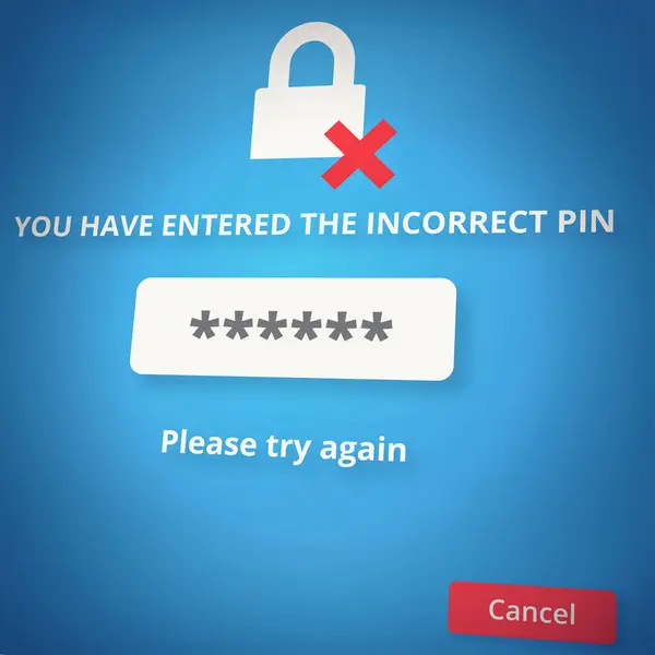 Přihlášení Heslo Nebo Špatný Pin Internetu Webových Stránkách Elektronického Obchodu — Stock fotografie