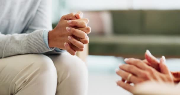 Mãos Pessoas Conversando Terapia Para Consulta Para Ajudar Com Apoio — Vídeo de Stock