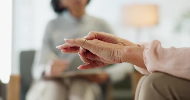 Mãos Paciente Conversando Terapia Para Consulta Para Ajudar Com Apoio — Vídeo de Stock
