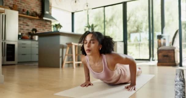 Balans Kvinna Eller Yoga För Fitness Vardagsrummet Och Stretcha Eller — Stockvideo