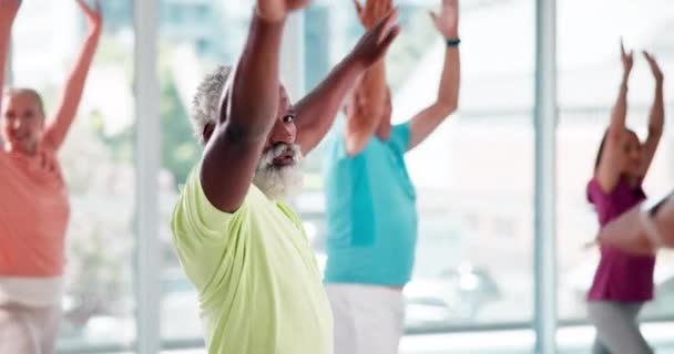 Фитнес Класс Пожилых Людей Растяжения Физических Упражнений Тренировки Кардио Тренировки — стоковое видео