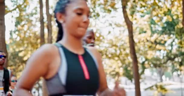 Zdrowe Biegające Grupowe Fitness Maraton Cardio Treningu Konkurencji Natura Słońce — Wideo stockowe
