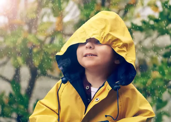 Child Rain Raincoat Protection Winter Fashion Jacket Cold Weather Outdoor — Stock Photo, Image
