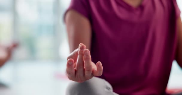 Руки Лотос Медитація Класі Йоги Миру Спокою Психічного Здоров Здоров — стокове відео