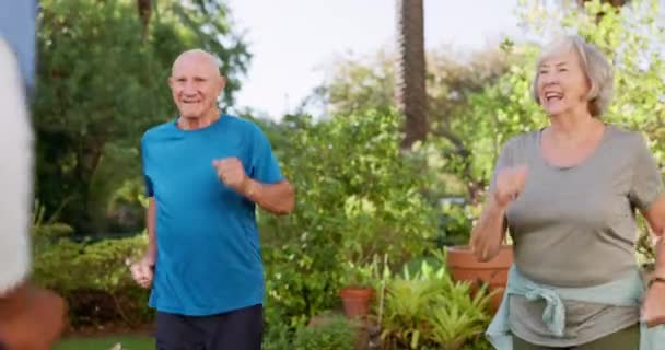 Exerciții Fizice Fitness Persoane Asistentă Medicală Pentru Exterior Într Grădină — Videoclip de stoc