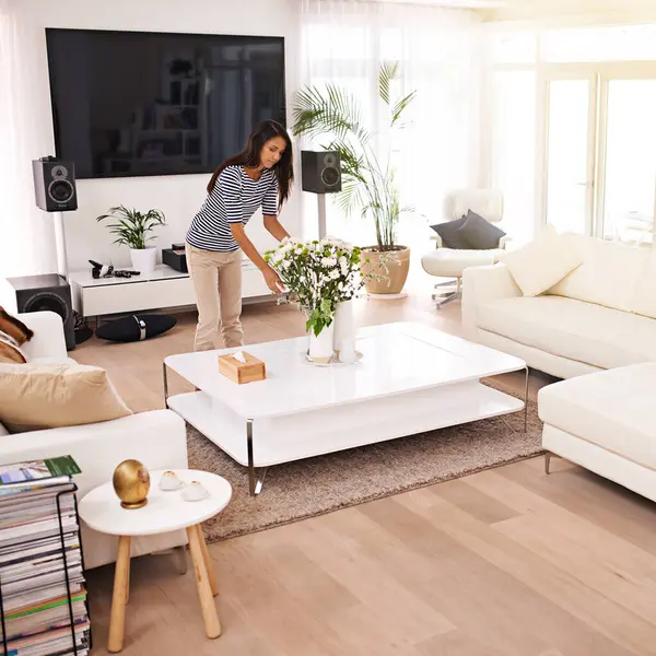 Interior Designer Creative Woman Living Room Modern Home Decor Feng — Stock Photo, Image
