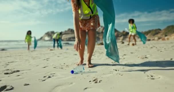 Παραλία Εθελοντής Και Καθαρισμός Φιλανθρωπία Για Φιλική Προς Περιβάλλον Αειφορία — Αρχείο Βίντεο